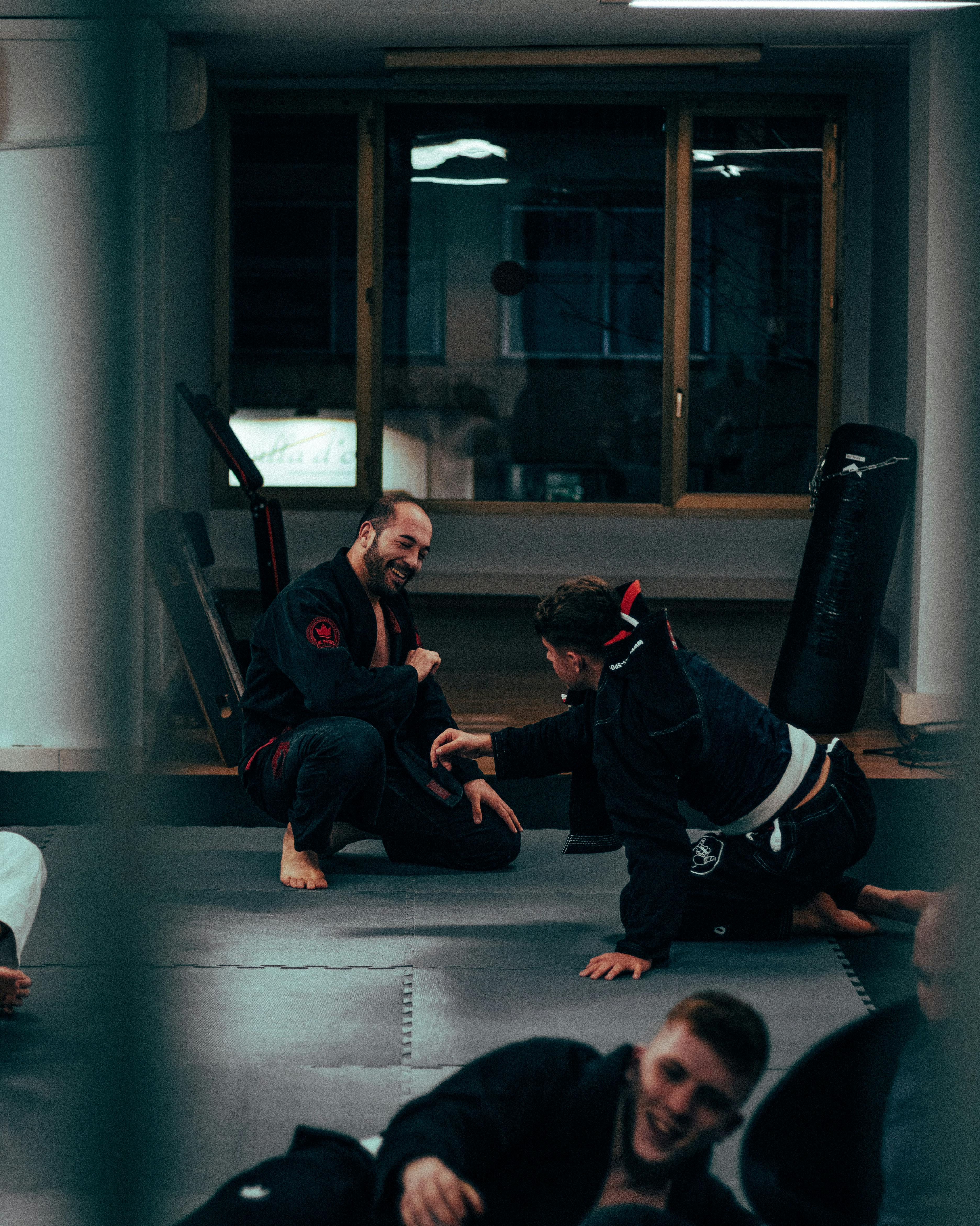Students practicing standing grip control
