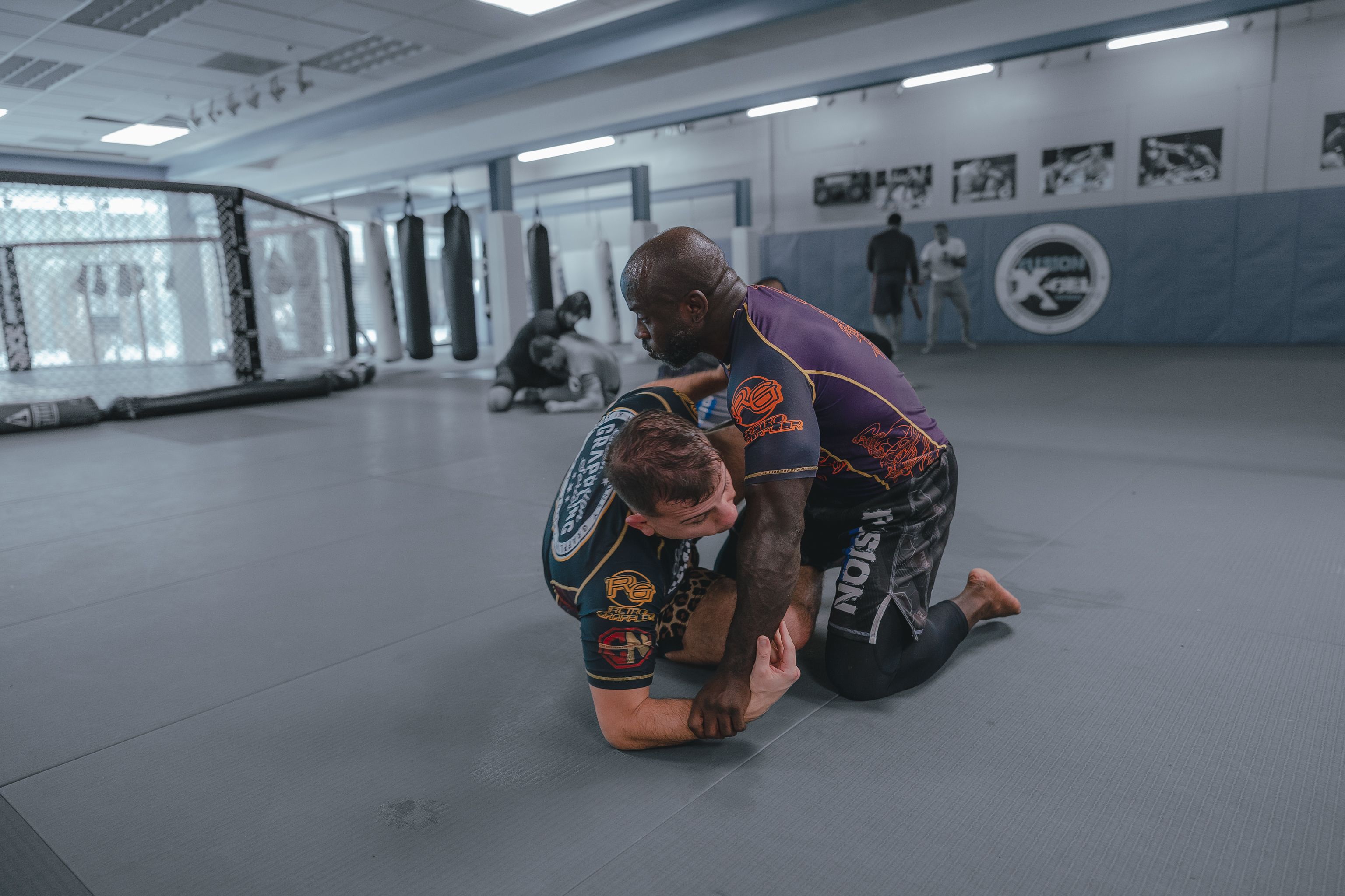 Students combining guard and top pressure drills