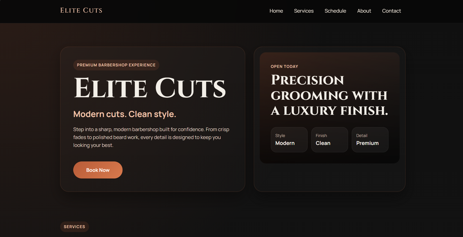 Elite Cuts Barbershop Website