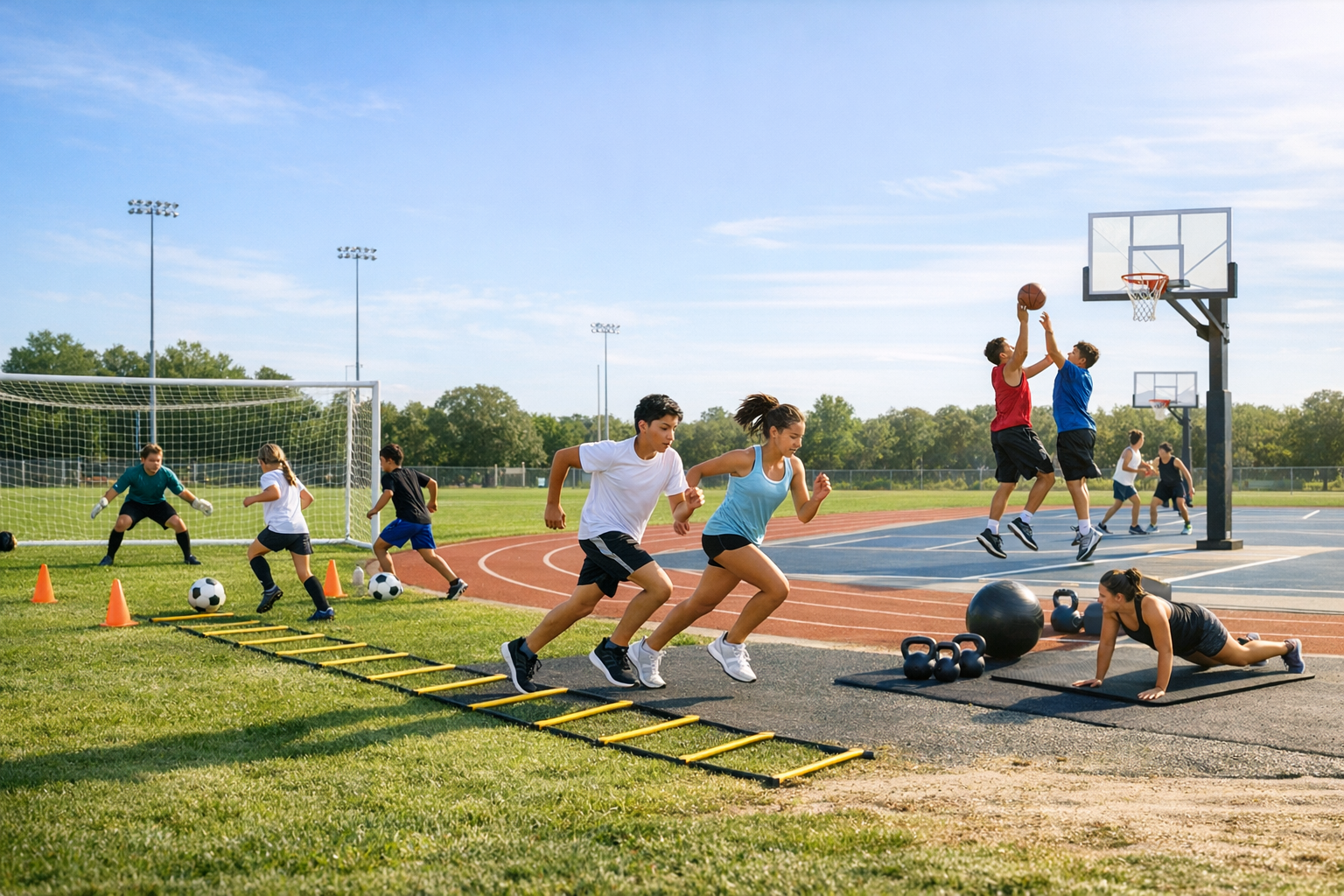 Athletes training together